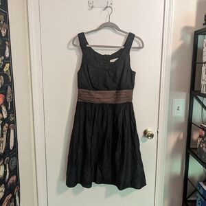 Vintage White House Black Market dress, size 8, black with brown waistline
